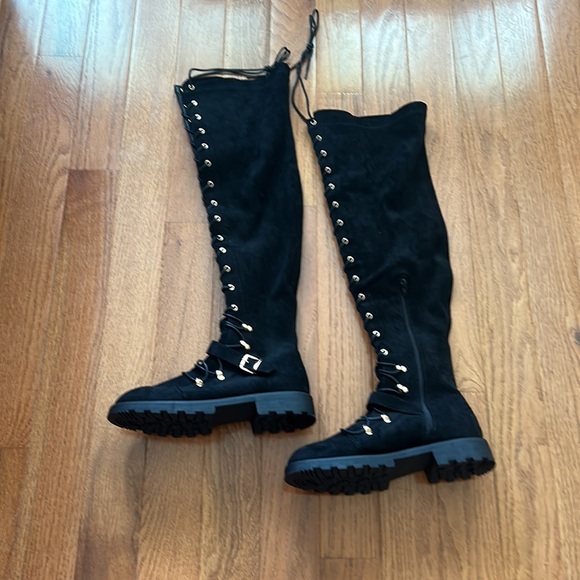 PHYLLIDA JUST FAB WOMEN BLACK LACE UP OVER KNEE HIGH BOOTS IN SIZE 9.5 - Picture 2 of 9